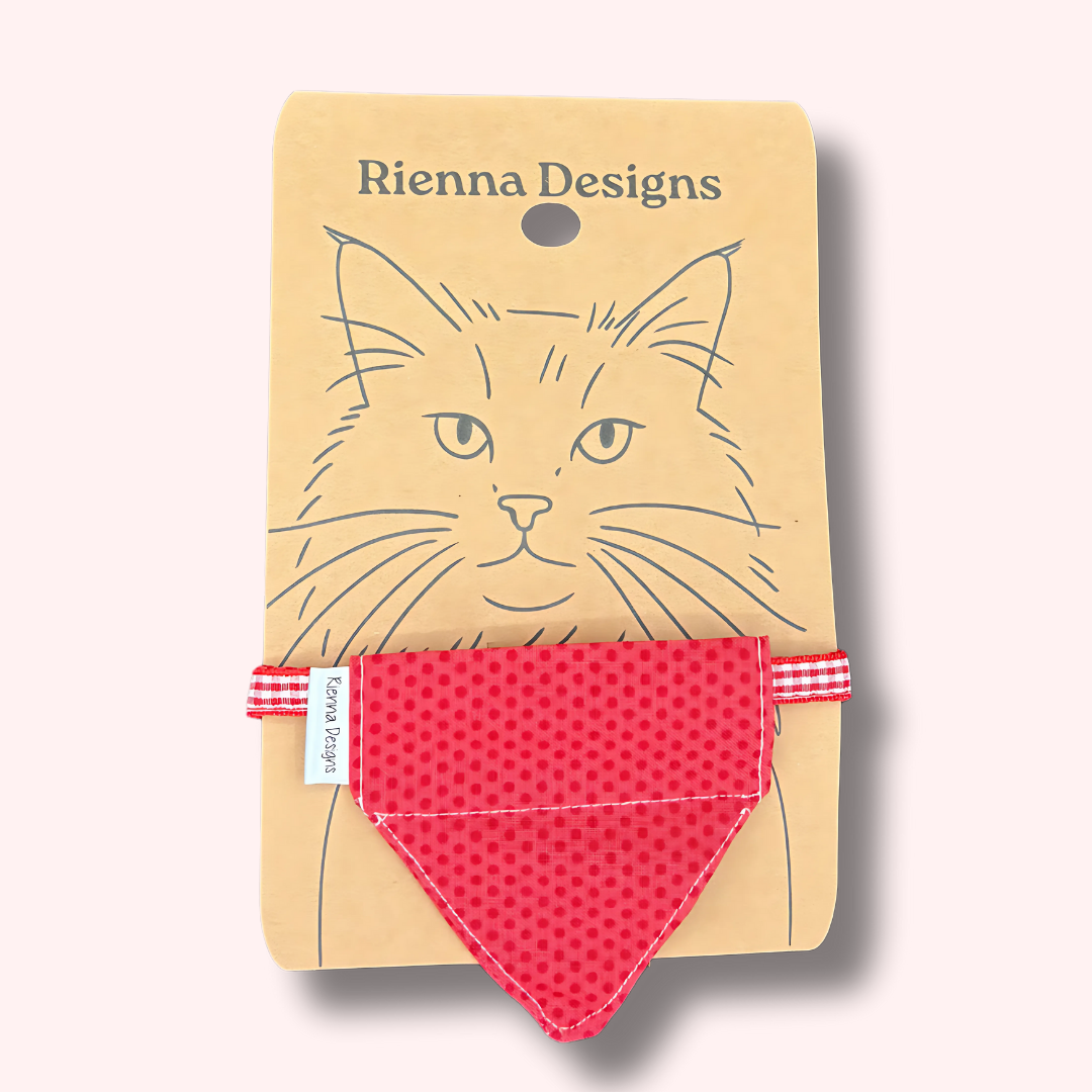 Over the Collar Cat Bandana - Red Dots