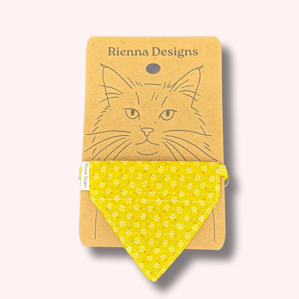 Over the Collar Cat Bandana - Yellow Flowers