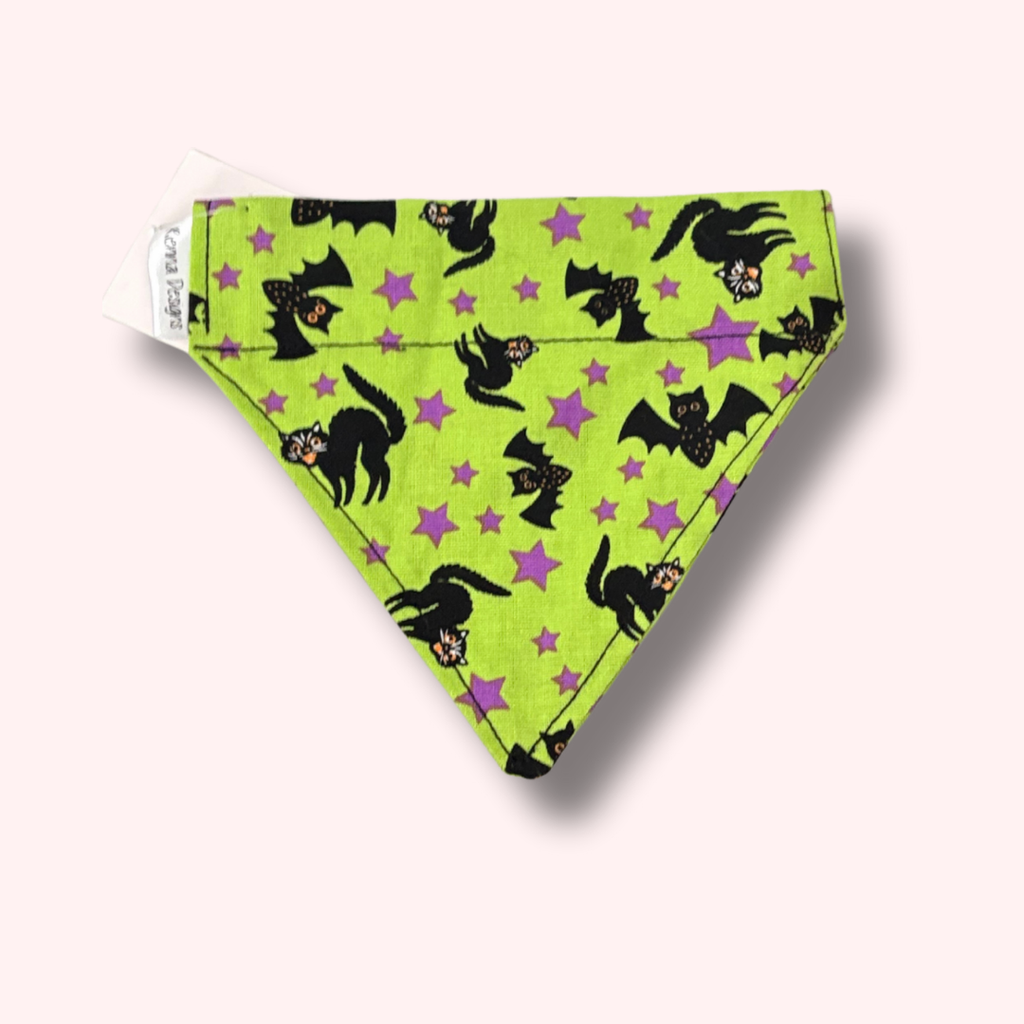 Over the Collar Cat Bandana - Green & Black Cats